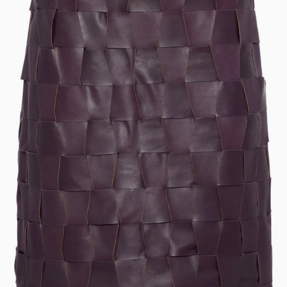 NWT Etcetera Genuine Leather Entwined Skirt in Nightshade (dark purple) - Size 2 - Picture 2 of 4